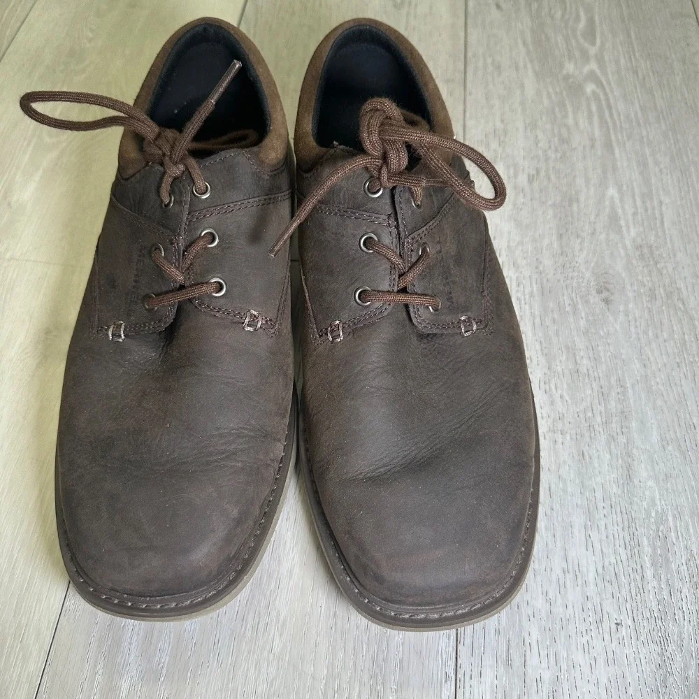 Merrell World Vue brown men's leather Oxford business casual dress shoes 10.5w